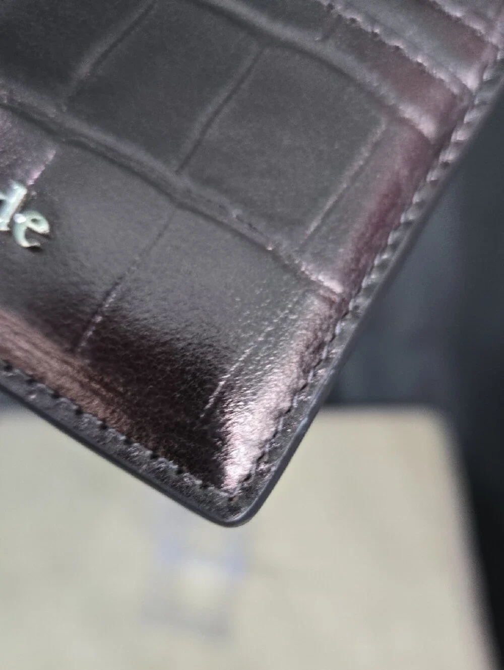 NWOT kate spade metallic brown croc-embossed leather card holder